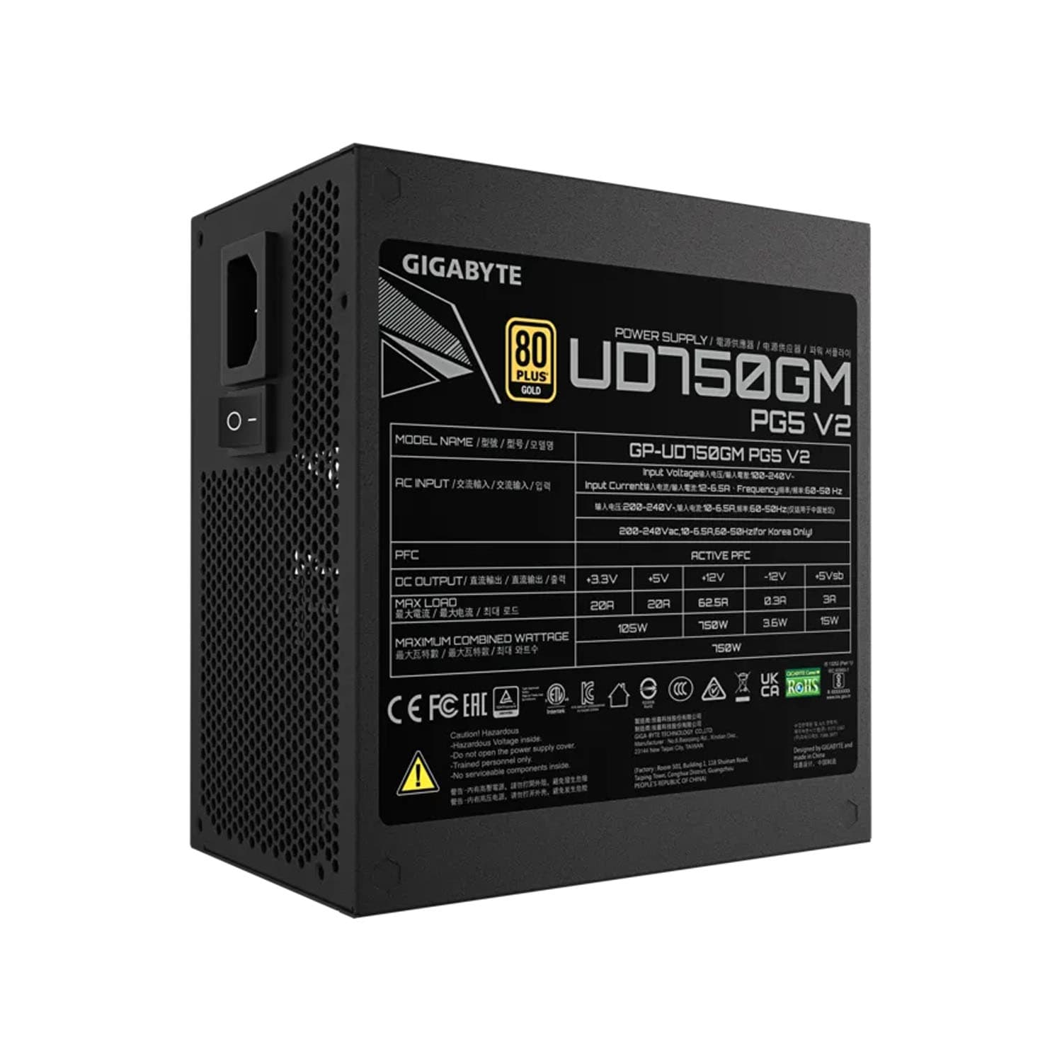 FUENTE GIGABYTE 750W 80 PLUS GOLD PG5 V2